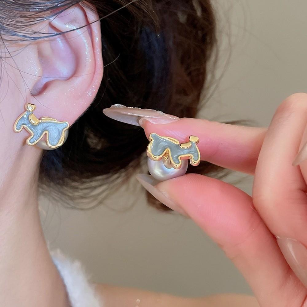 Fashion Jewelry Red Pony Earrings Chinese Style Horse Mascot Ear Studs  Party