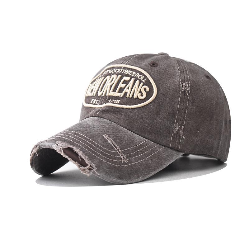 Cotton Washed Old Large Letter Embroidered Baseball Cap Men's and Women's Outdoor Three-dimensional English Cap