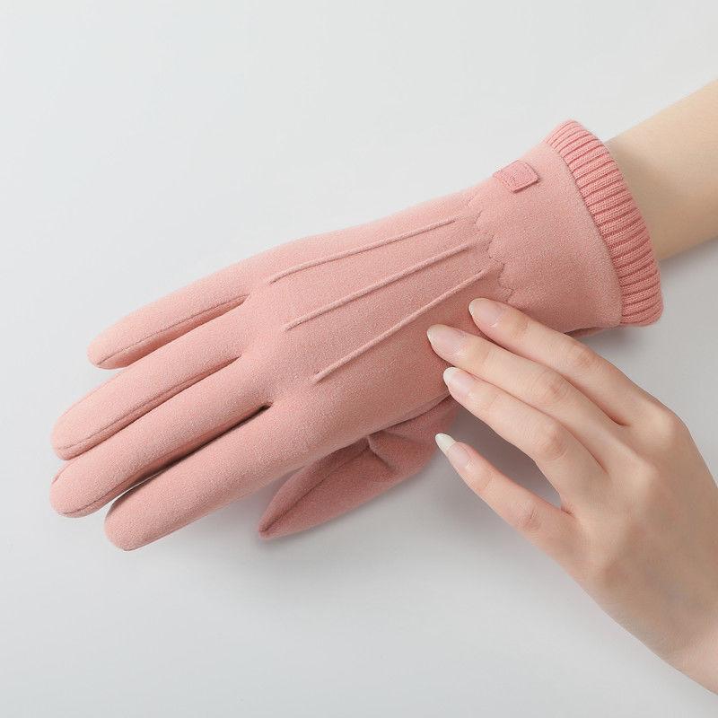 

Теплые перчатки Зимние замшевые двухслойные бархатные утолщенные для верховой езды сенсорный экран Average size