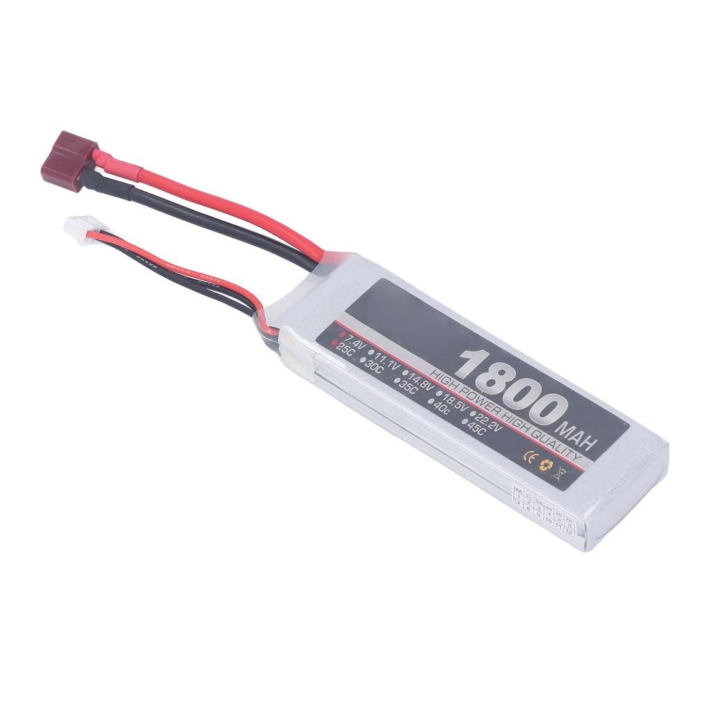 RC LiPo Battery 7.4V 2S 1800mAh 25C Rechargeable Lithium Polymer LiPo Battery Pack for RC Car