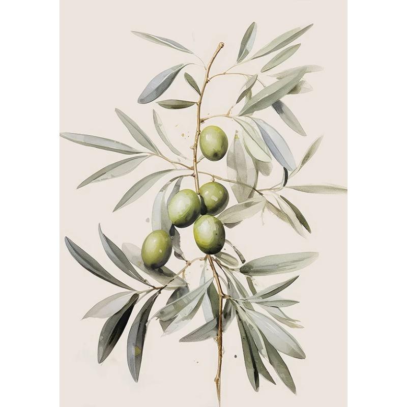 Retro Elegante Olivenbaum und Zitrone Leinwand Poster Vase Wandkunst Poster Perfektes Geschenk für Wohnzimmer Schlafzimmer Studentenwohnheim Heimdekoration