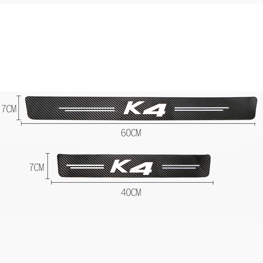 New 4pcs car stickers door sill strips pedals carbon fiber decorative strips for Kia K4 Auto Accessories ljcmw22