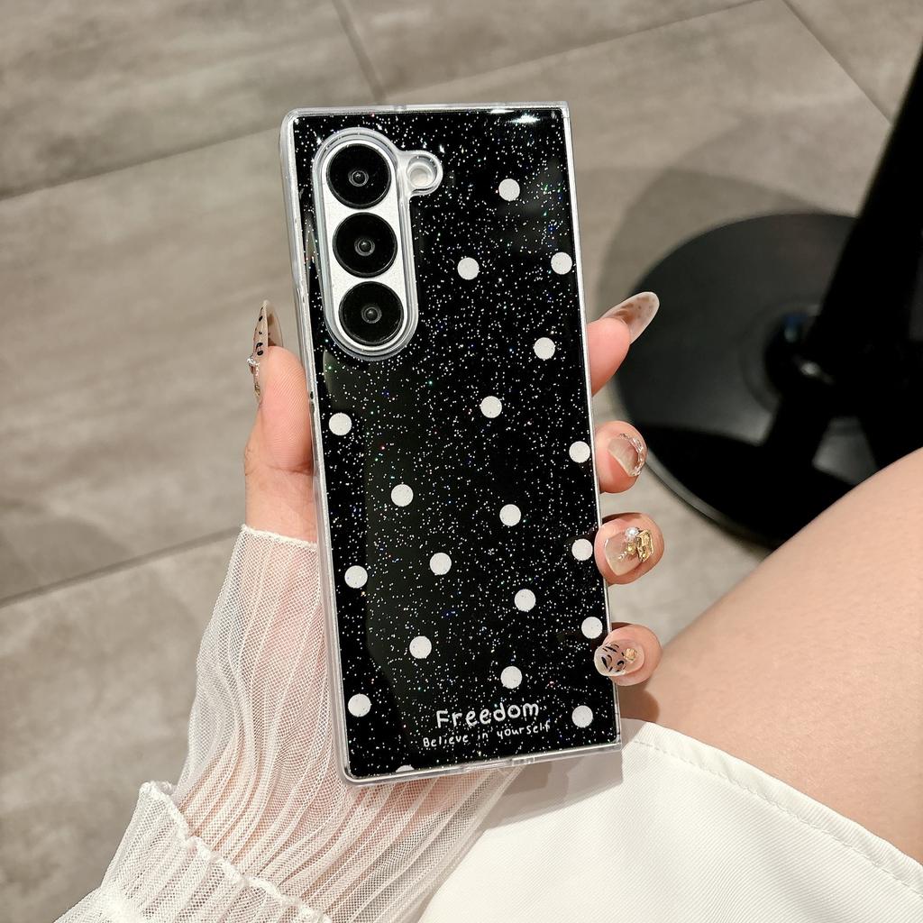 Applicable to Samsung zfold7 bow anti-drop mobile phone case zfold6 glitter polka dot zfold5 bracket protective case