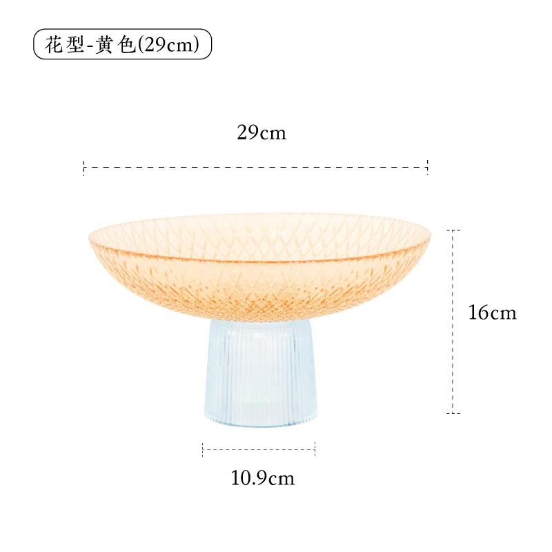 Transparent Glass Fruit Plate Round Shape Tall Feet Glass Bowl Fruit Salad Bowl Snack Tray Dish Dessert Plate Decorative Plates