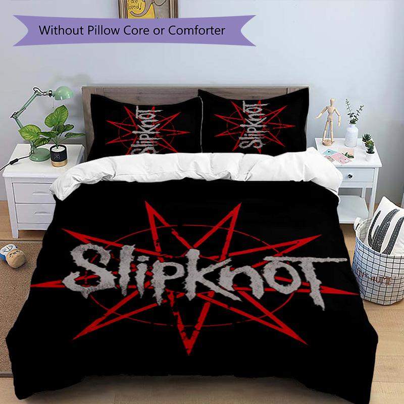Slipknot 3pcs Bedding Set Duvet Cover Closure Includes 1 Duvet Cover & 2 Pillowcases for All Seasons Bedroom Home Dorm Decor