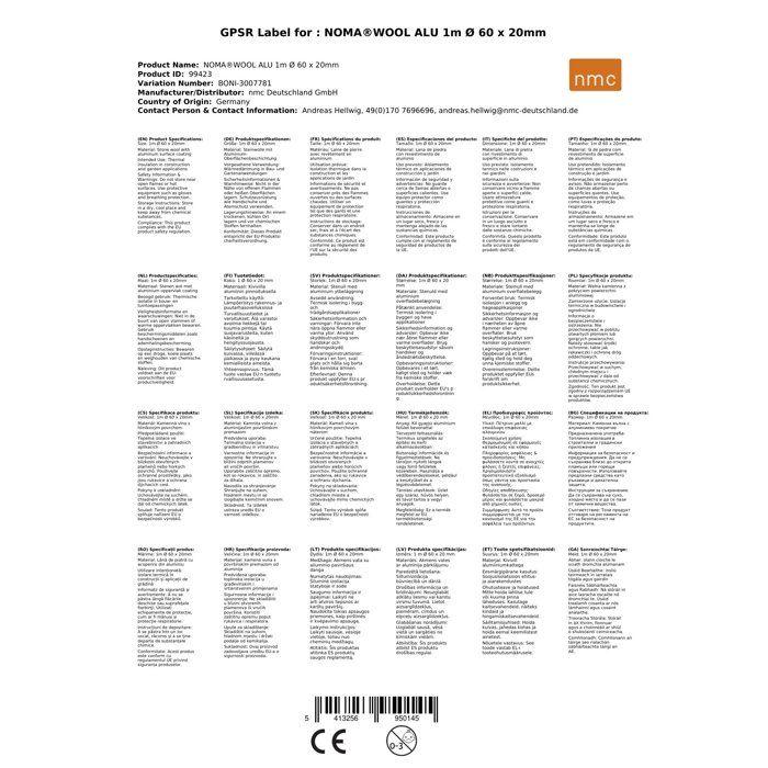 Pipe Insulation Rockwool Ø 60 X 20mm, Alu, Self-adhesive, 1m