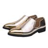 Men's Gold Leather Pointed Toe Chelsea Boots - Slip-on, Large Size, Spring/Autumn