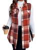 European & American Autumn/Winter Women's Fashion Plaid Sleeveless Turn-Down Collar Vest with Side Pockets