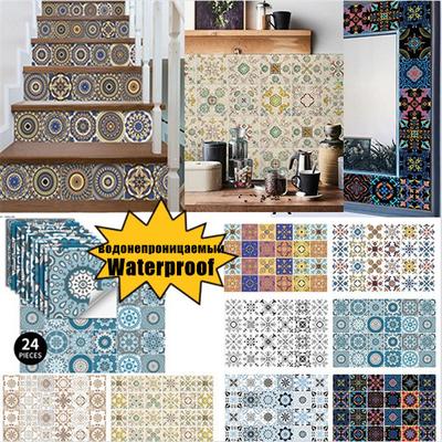 Mandala Tile Stickers  Wall Sticker Kitchen Bathroom Furniture Self-adhesive Tile Paste Oil and Water Resistant Wall Wallpaper