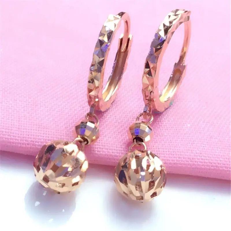 Exquisite Purple Gold-Plated Rose Gold Shiny Ball Earrings Women'S Fashion Korean Version Temperament Versatile High-End Colored Gold Ear Buckles