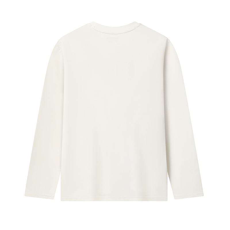 Fila White Minimalist Solid Color Fashion Classic Casual Versatile Comfortable Knit Long Sleeve T-Shirt Men Tops F11M543219FWT