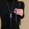 Women Snake Chain Pendant Necklaces Sweater Chain Crystal Long Tassel Necklace Accessories