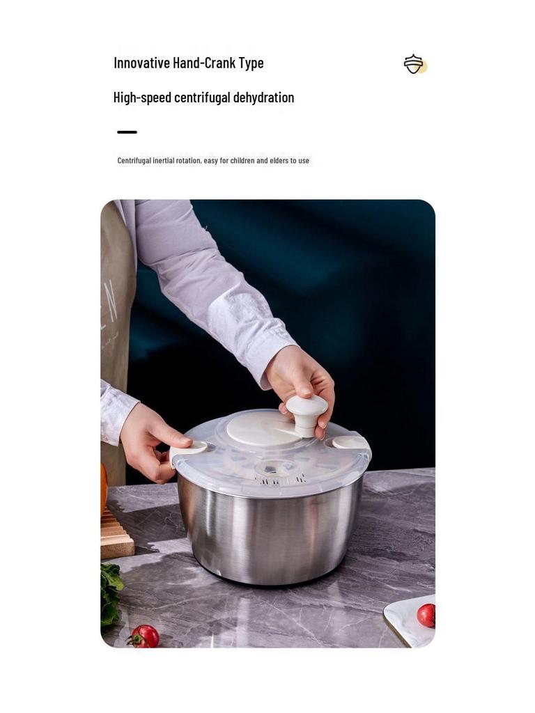 Centrifuga e Asciugatrice Manuale in Acciaio Inossidabile per Frutta e Verdura