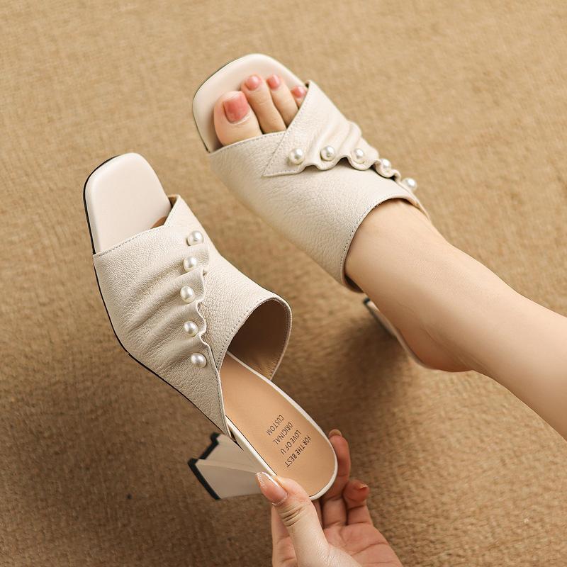 

Ленивые однословные мягкие квадратные носки крутые тапочки женские летние на толстом каблуке повседневные на высоком каблуке сандалии с открытым носком 35