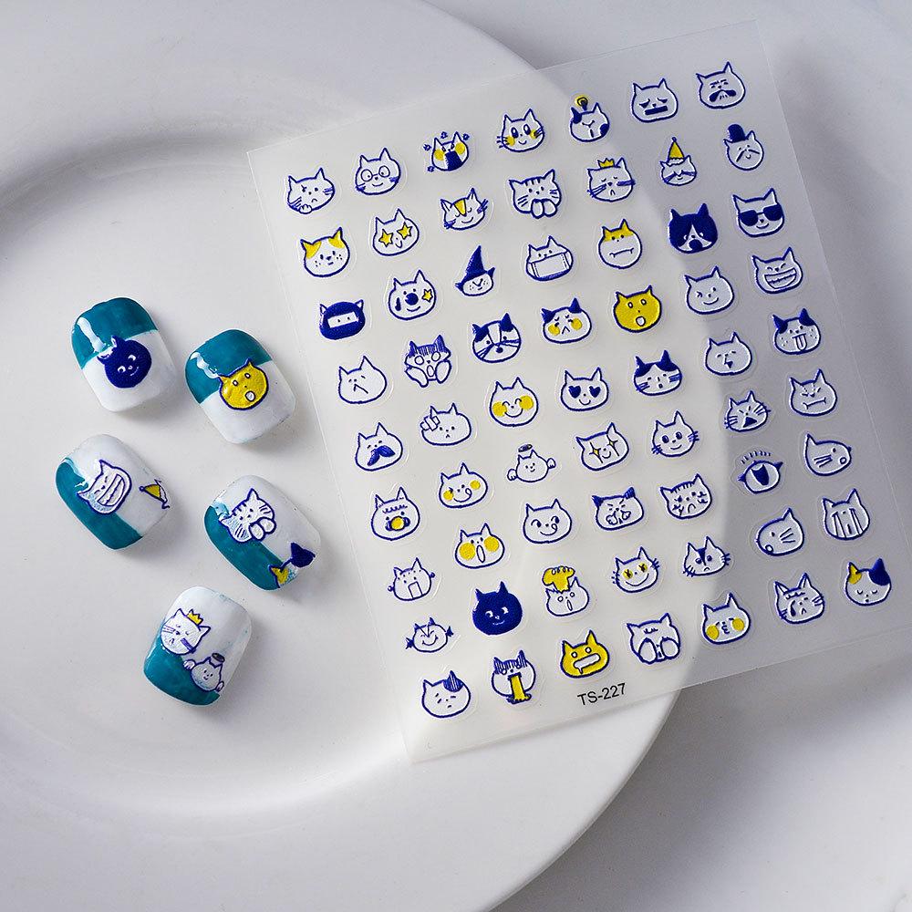 Fresh Green Skirt Cat, Big-Eyed Frog & Cute Dog Nail Art Stickers