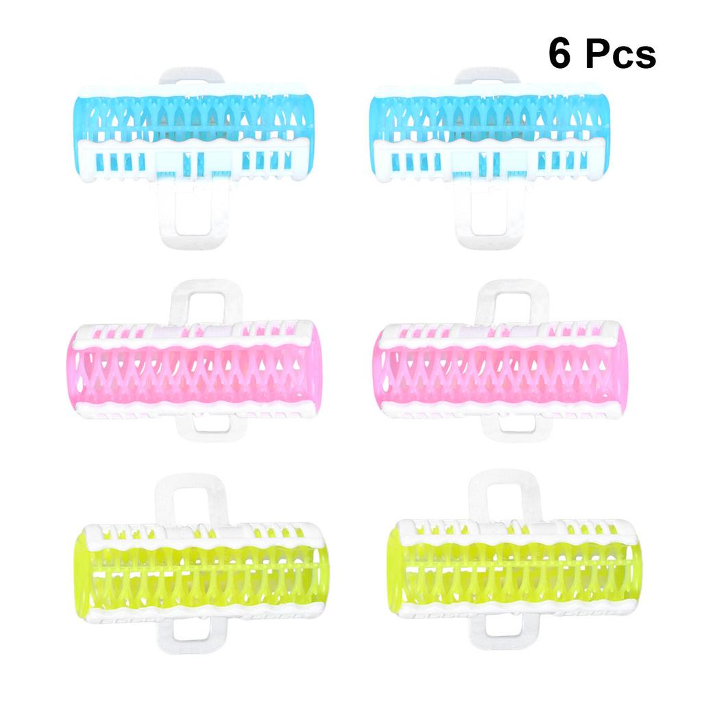 6Pcs Hair Curlers Rollers Plastic See-Through Bang Curlers Small Size Self-Holding Hairstyle Tools for Home Beauty Salon Women