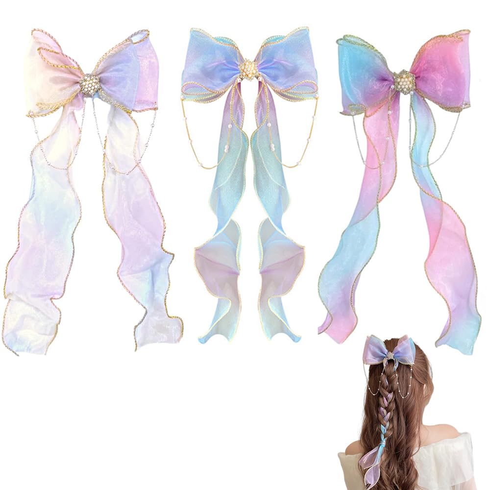 

LKCCTK LKCCTK Аксессуары для волос Заколки для волос Набор из 3 штук с дизайном в виде банта, Ленточка принцессы, Украшения для волос для детей, женщин, девочек, на выпускной, на концерт,