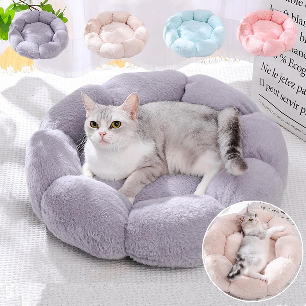 Luksus kattesofa vinter varm katteblomstrede Hundehusseng for katter Blomsterseng Pustende myk liten hundeseng med blomsterform