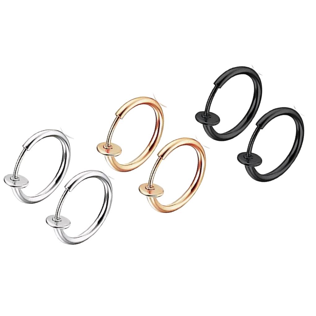 3piece Hypoallergenic Hoop Earrings For Allergy-free Wear Clip On Earrings Clip Earrings Spring Clip