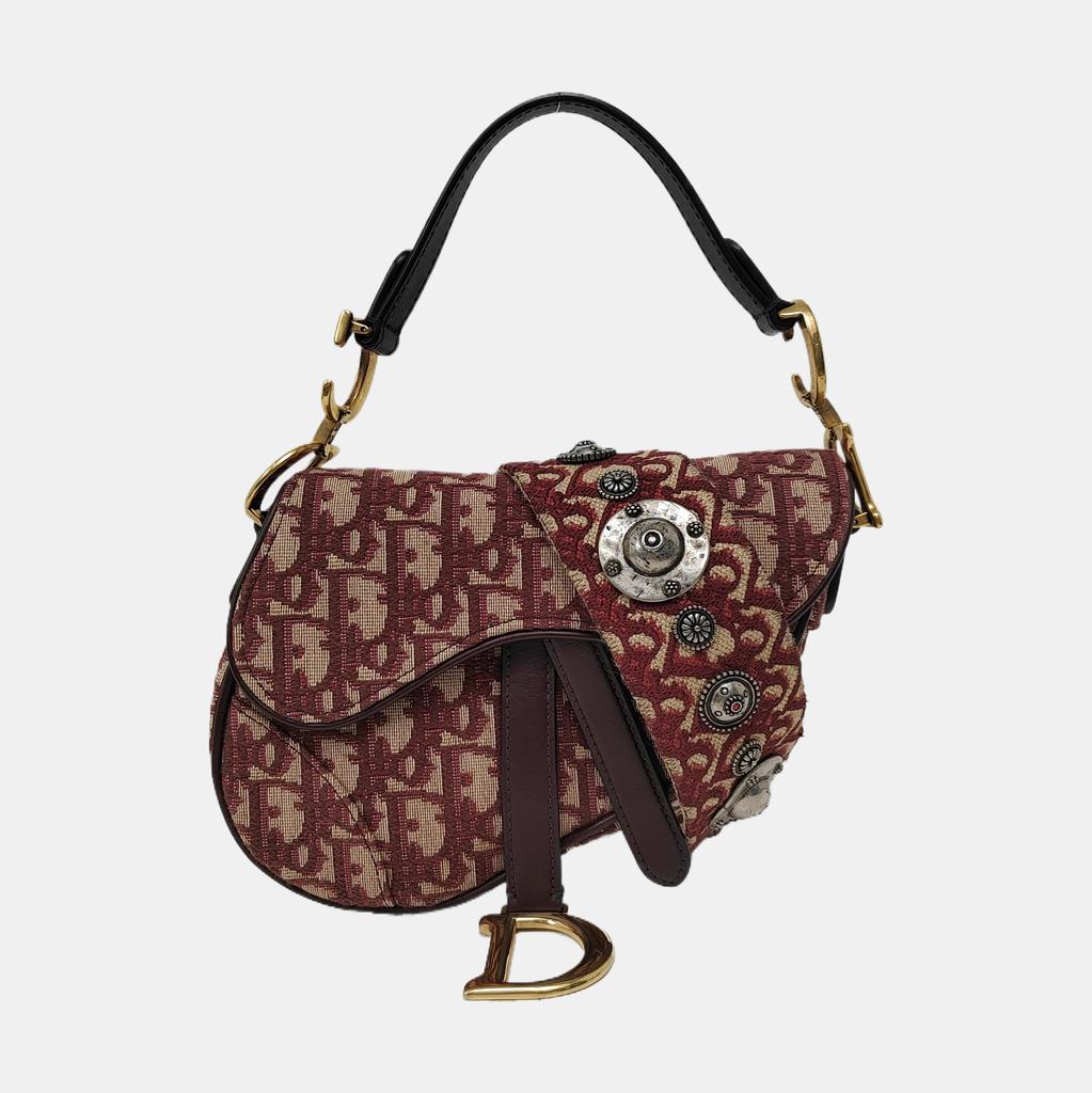 [Pre-Owned] Saddle Oblique Embroidered Classic Monogram Canvas Saddle Bag Mini - Excellent #4NK89T