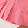 Girls' Pink Vest & Pleated Skirt 2Pcs Casual Outfit