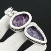 Lepidolite Gemstone Handmade 925 Sterling Silver Jewelry Pendant Double Stone Antique Pendant Natural Lepidolite Gemstone Pendant For Gifts