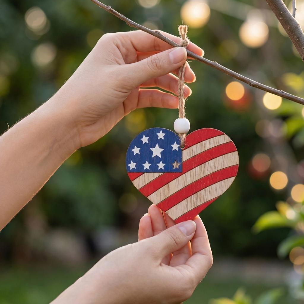 Independence Day Decorations: 6 American Flags, Wooden Plaques, Independence Day Parties, Election Decorations