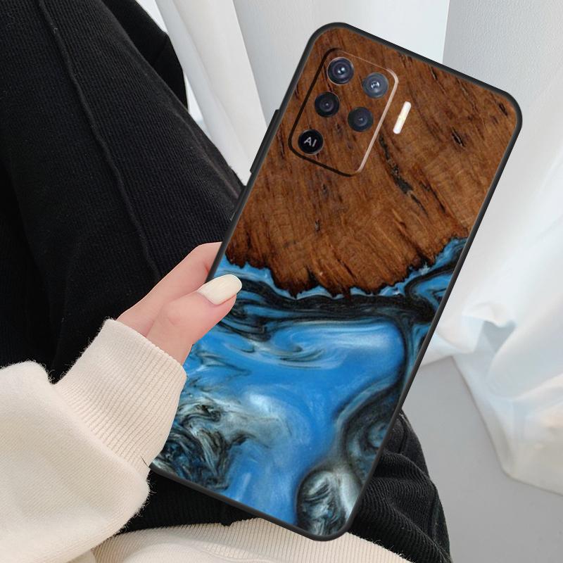 Hybrid Wood Resin Case For Oppo A17 A57 A77 A40 A78 A54 A74 A94 A76 A16 A96 A18 A60 A80 A38 A58 A98 A15 A5 Pro