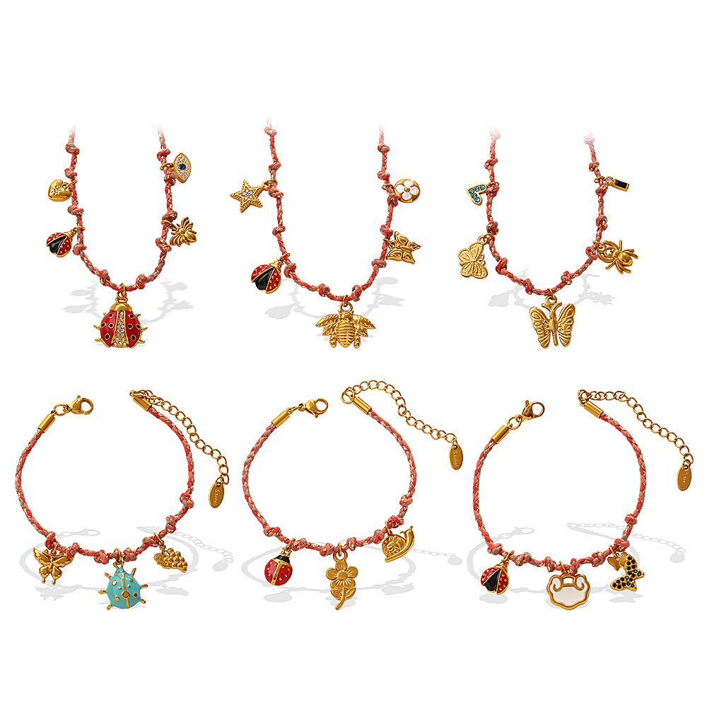 European & American Cross-border Fashion Niche: DIY Flower Heart Pendant Bracelet & Necklace Set