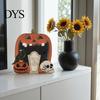 Rustic Style Holiday Ornaments Halloween Wooden Pumpkin Skull Crow Tombstone Ornament, Retro DIY Tabletop Centerpiece, Creative Split Set for