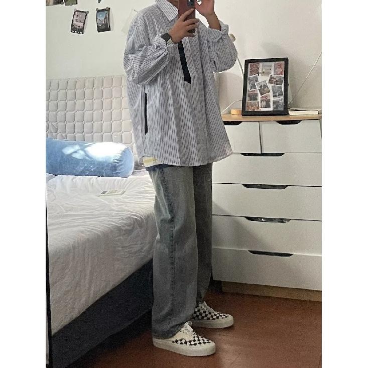 2024 Letter Long Sleeve Shirt Japanese Hong Kong Style Ins Loose Shirt Boys Summer Trendy Versatile Casual Coat
