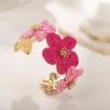 Colorful Woven Flower Bangle Vintage Hand Ring Retro Raffia Grass Bracelet  Gift