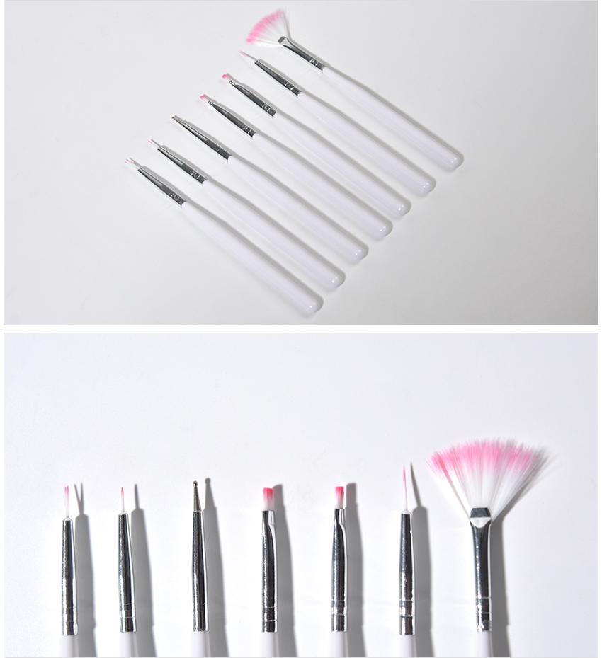 kads 7pcs Nail Brush Set White Color Liner Nail Dotting Gradient Drawing Pen for French Nail Design