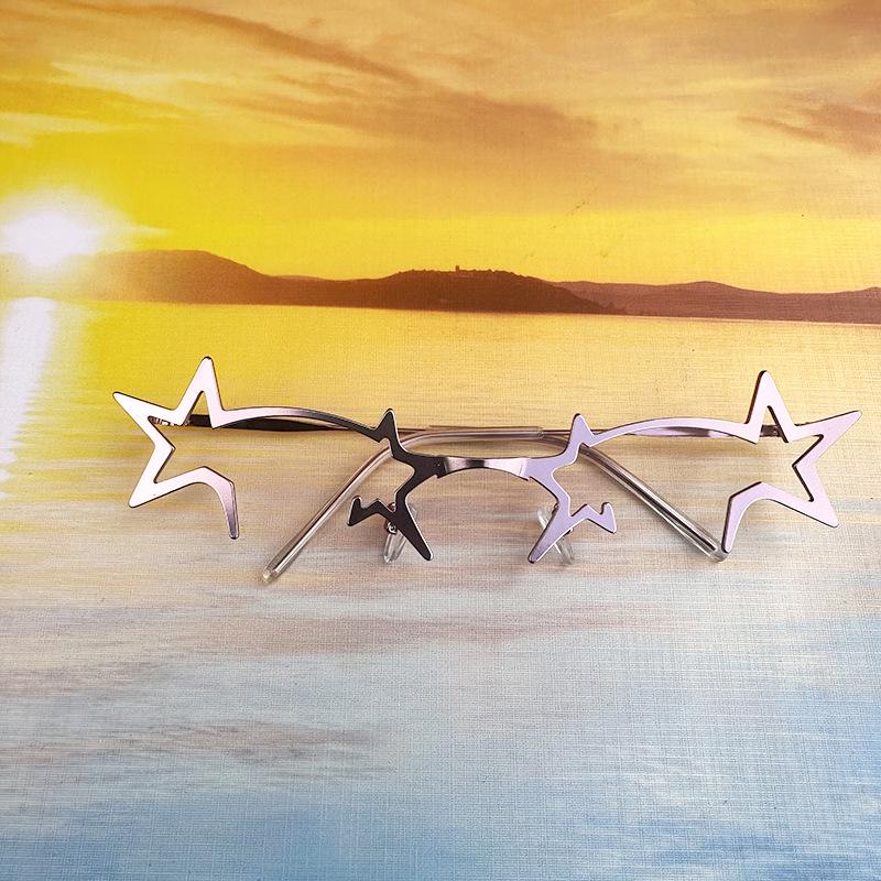 Y2K Halbrahmen Sternenbrille: Zweidimensionale COS-Dekoration für Damen & Herren, Perfekt für Streaming, Clubbing & Street Style.