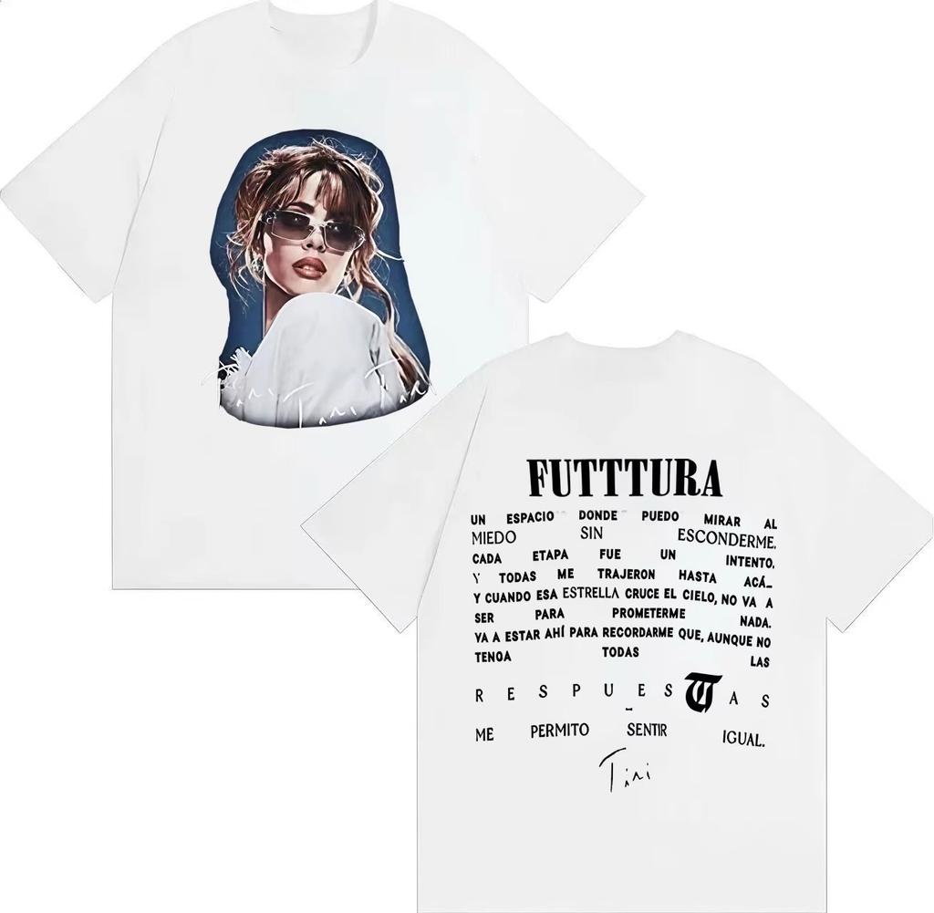 Sommer-Hit-Sängerin TINI Futtturas Album Popmusik Gothic Frühling Sommer 2026 Print Reines Baumwoll-Mode-Freizeit-T-Shirt y2k ins