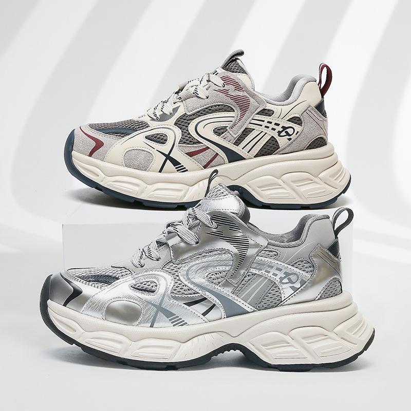 2025 Early Spring New Dad Shoes Women's Thick-soled Lightweight Soft-soled Retro Non-slip Heightening Breathable Sports and Leisure Shoes Women