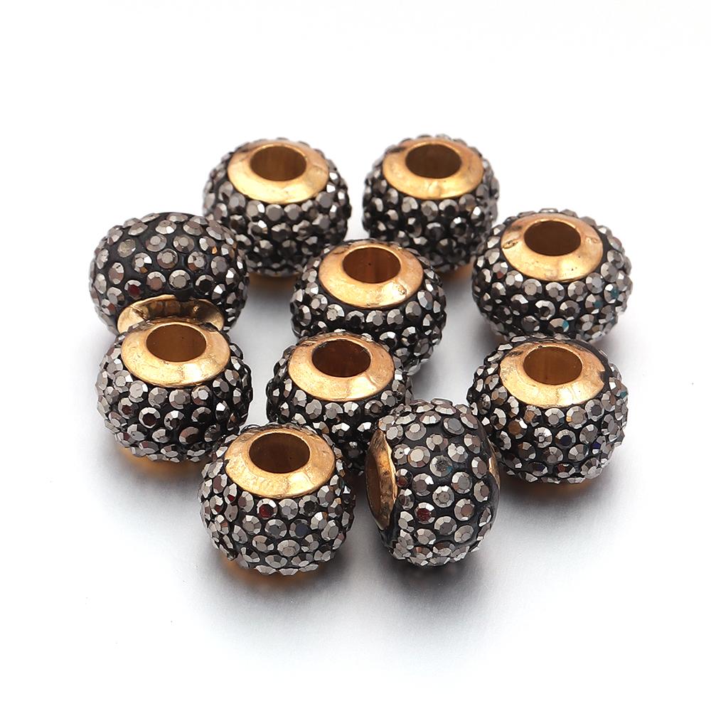 10pcs/lot 14mm Shambhala Rhinestone Beads Colorful Big Hole Loose Spacer Beads For DIY Charms Bracelet Necklace Jewelry Supplies