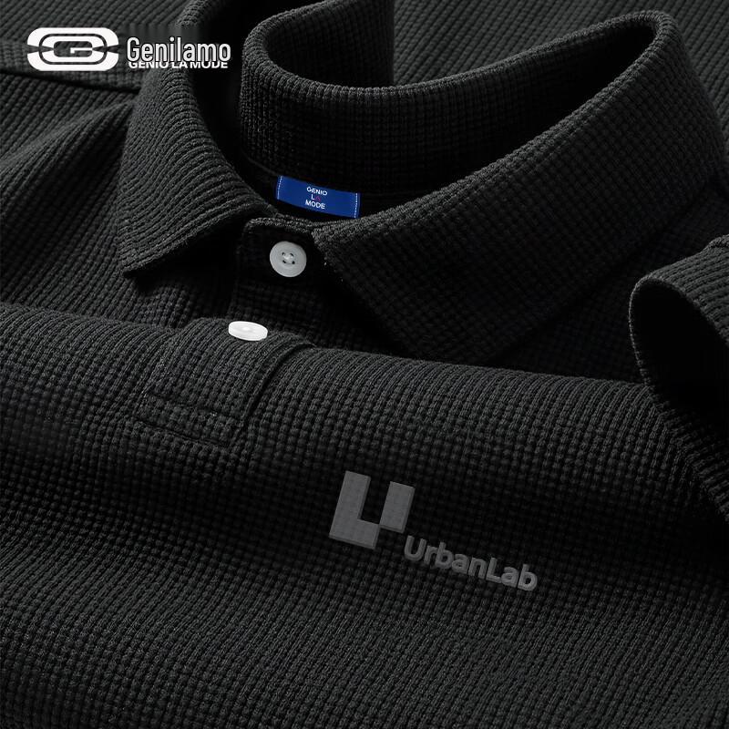 

GENIOLAMODE Men s Short Sleeve Waffle Knit Polo T-Shirt XL