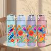 1PC Colorful Tropical Bird Group 750ml Color Plastic Sports Water Bottle Leakproof Flip Straw Lid For Sports Office Home Use