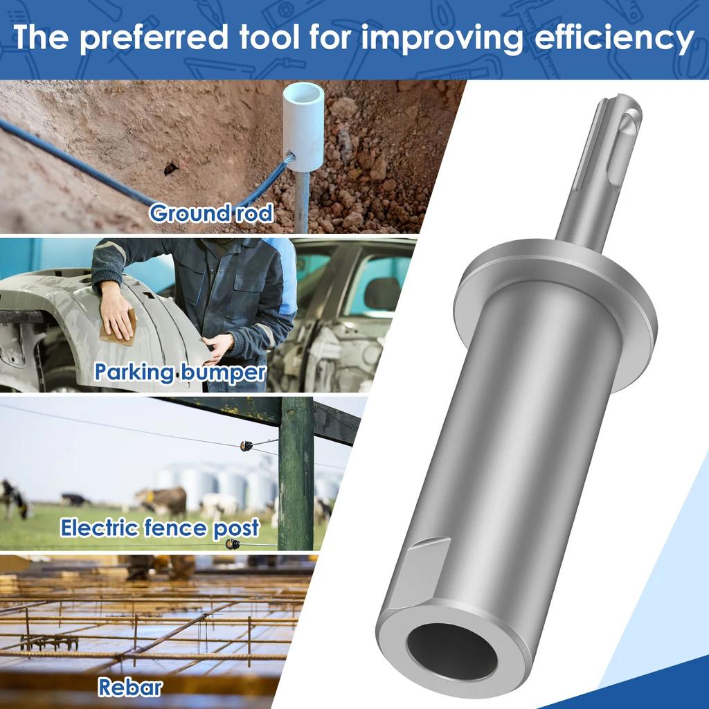 SDS Plus Ground Rod Driver Durable Hardened Steel SDS Plus Drill Earth Stake  Grounding Rod for All SDS Plus Rotary Hammer Drill