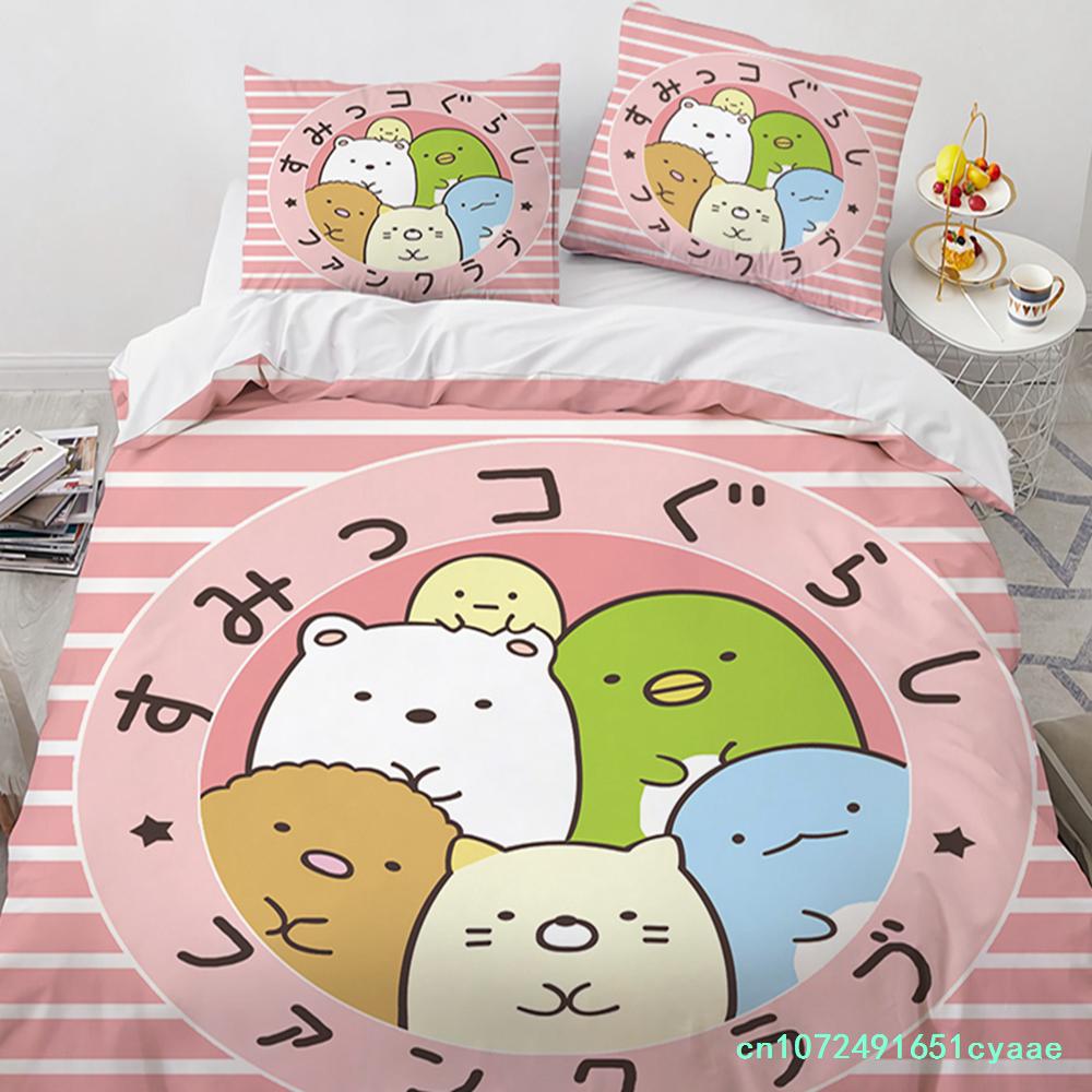 Cartone Animato Giapponese Sumikko Gurashi Anime Set Biancheria da Letto Kawaii Carino Sumikkogurashis Copripiumino Coperta Federa Matrimoniale King