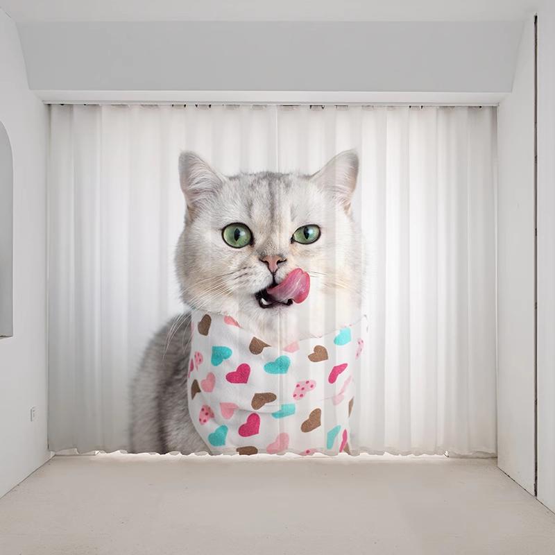

2 панели Милые шторы с принтом домашних животных и кошек для детей, мальчиков, девочек, спальни, гостиной, окна, жалюзи от пола до потолка, cortinas (W50cmxH130cm)x2&Grommet Top