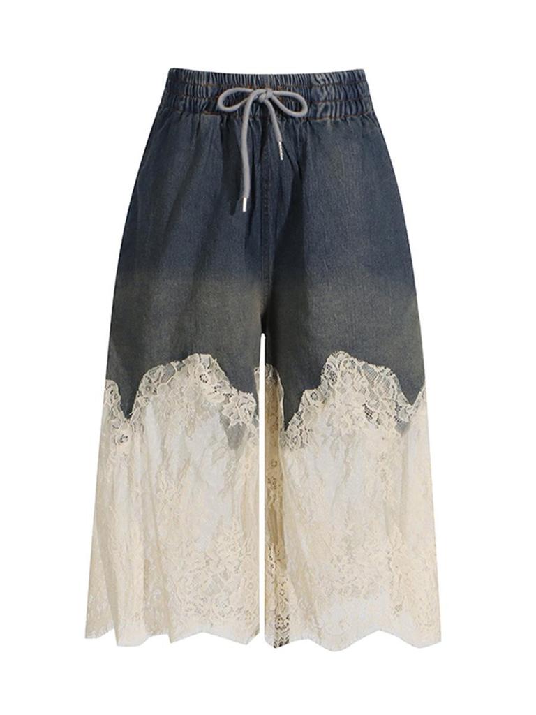 Set Due Pezzi Jeans Patchwork di Pizzo Trendy Estivo 2026 per Donna