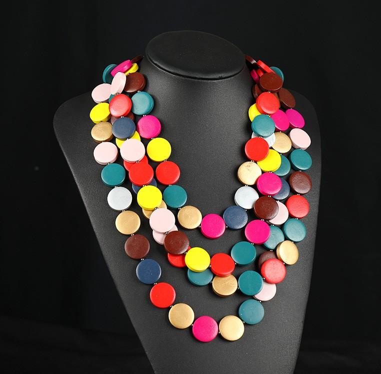 Handgjorda överdrivna bohemiska träpärlor Halsband Matchande halsband Smycken Tröja Halsband Kedja Personliga jultillbehör