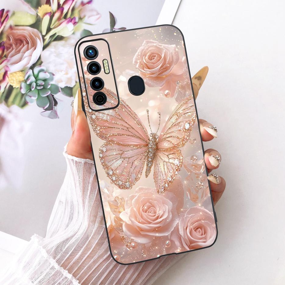For Tecno Camon 17 Pro Case CG8 CG8h Luxury Butterfly Tree Painted Cover Soft Silicone Case For Tecno Camon 17P Camon17 Pro Bags