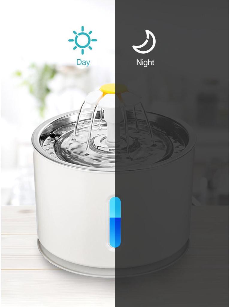 2,4L Leise Katzenwasserfontäne mit LED-Licht & Automatischer Abschaltung