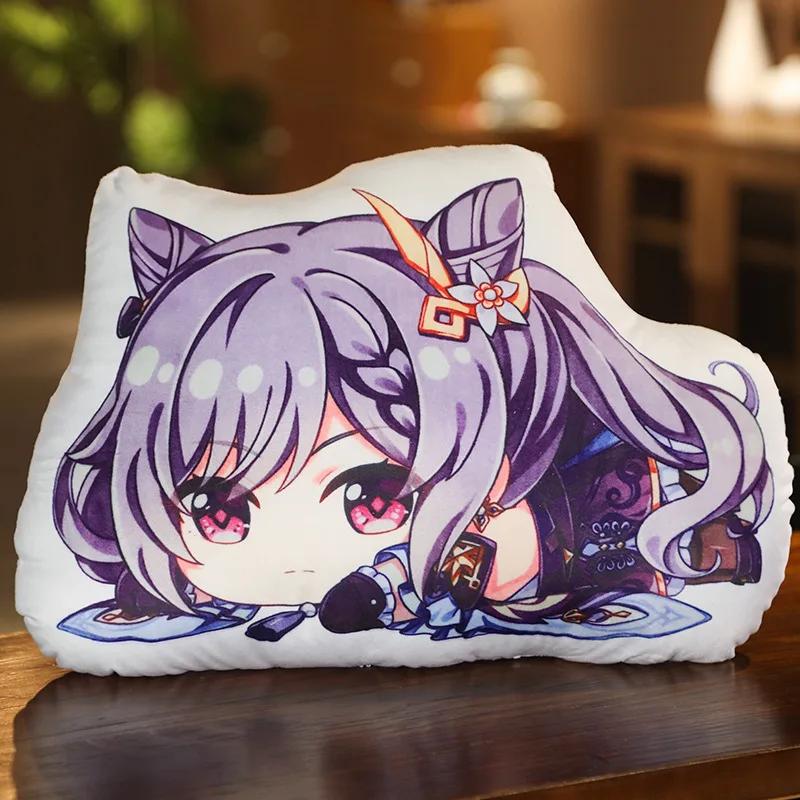 Genshin Impact Plush Pillow Anime Plushie Sofa Cushion Paimon Amber Lumine Keqing Klee Barbara Cartoon Stuffed Toy Birthday Gift