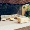 Vidaxl 12-Cz. Conjunto de Salón para Jardín, Cojines Color Crema, Pino
