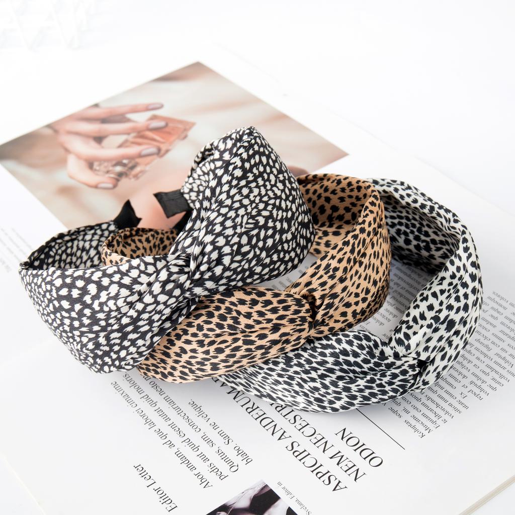 Fashion Printing Leopard Headband Wide Cross Women Hairband Flower Elastic Bow Hair Hoop Bands Bezel Knot Girls Hair Accessories