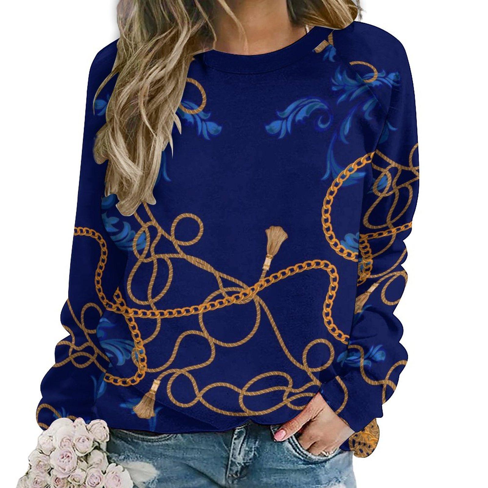 

Золотые цепи и ремни толстовки леопардовый гепард хип-хоп большой размер толстовка женская длинный рукав современный дизайн повседневные топы 8xl